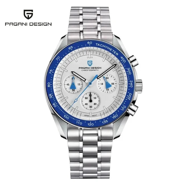 PAGANI DESIGN 2024 Date Speed Chronograph AR Sapphire Luxury Quartz Men's watches 100M Waterproof Steel shell Luminous Watch+Box
