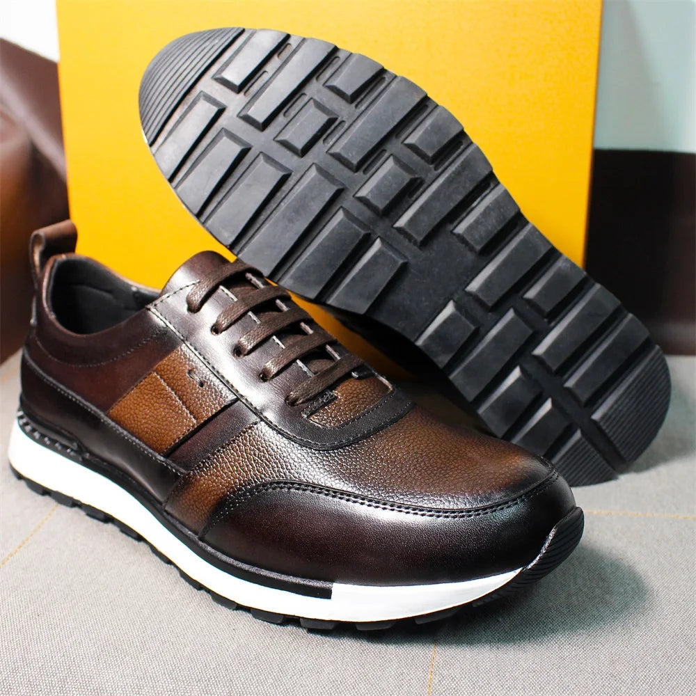 Genuine Leather Men's Sneakers Classic Lace-up Comfortable Casual Non-slip Leather Shoes Office Wedding Party Men's Shoes