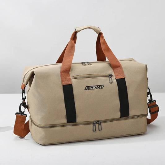 Casual outdoor travel handbag,women's fitness yoga bag,weekend overnight bag, large capacity dry and wet separation travel bag.