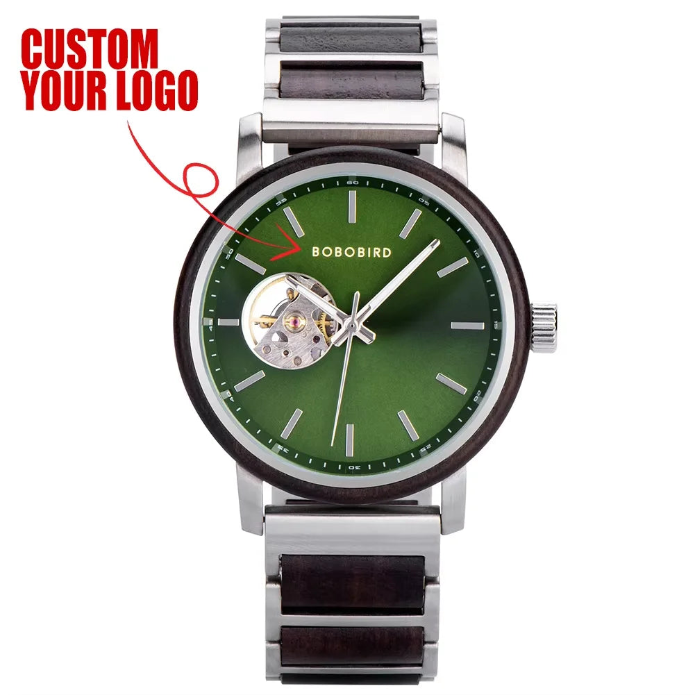 Mechanical Watch BOBO BIRD 2022 Classic Fashion Men's Automatic Wristwatch Tabby Wood Watches Customized Gift Box reloj hombre