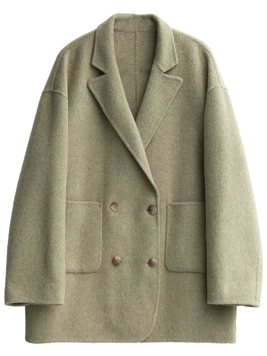 CHIC VEN Women's Woolen Coats Fashion Solid Loose Warm Jackets Korean Casual Office Lady Female Clothing Spring Autumn New 2025