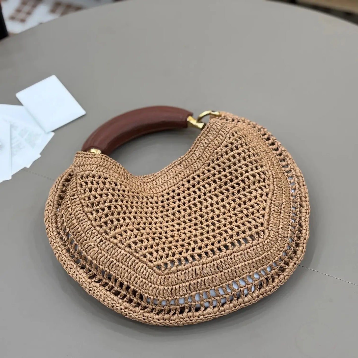 2025 New Summer Banana Woven Handbag Fashion Beach Vacation Armpit Bag Womens Eco Friendly Straw Shoulder Purse