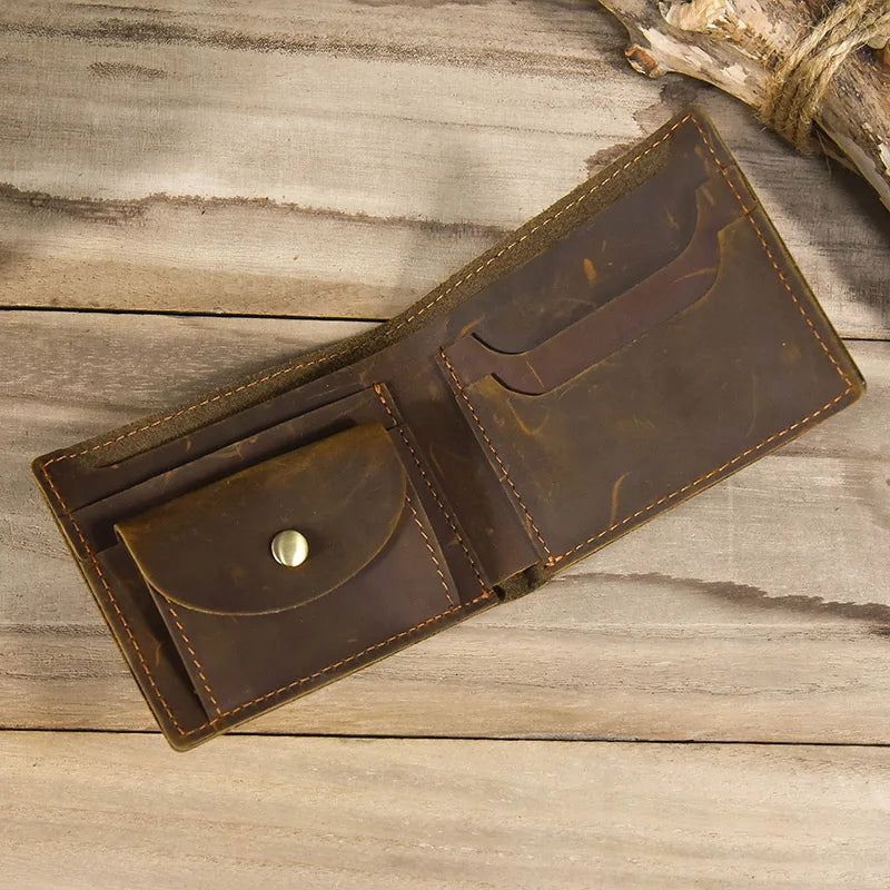 Newsbirds Simple Design Leather Short Wallet For Men Male Real Cowskin Short Card Purse Mini Men's Slim Purse Men Wallet Thin