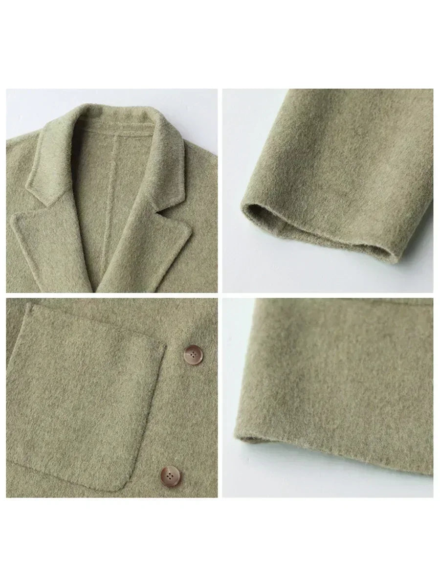 CHIC VEN Women's Woolen Coats Fashion Solid Loose Warm Jackets Korean Casual Office Lady Female Clothing Spring Autumn New 2025