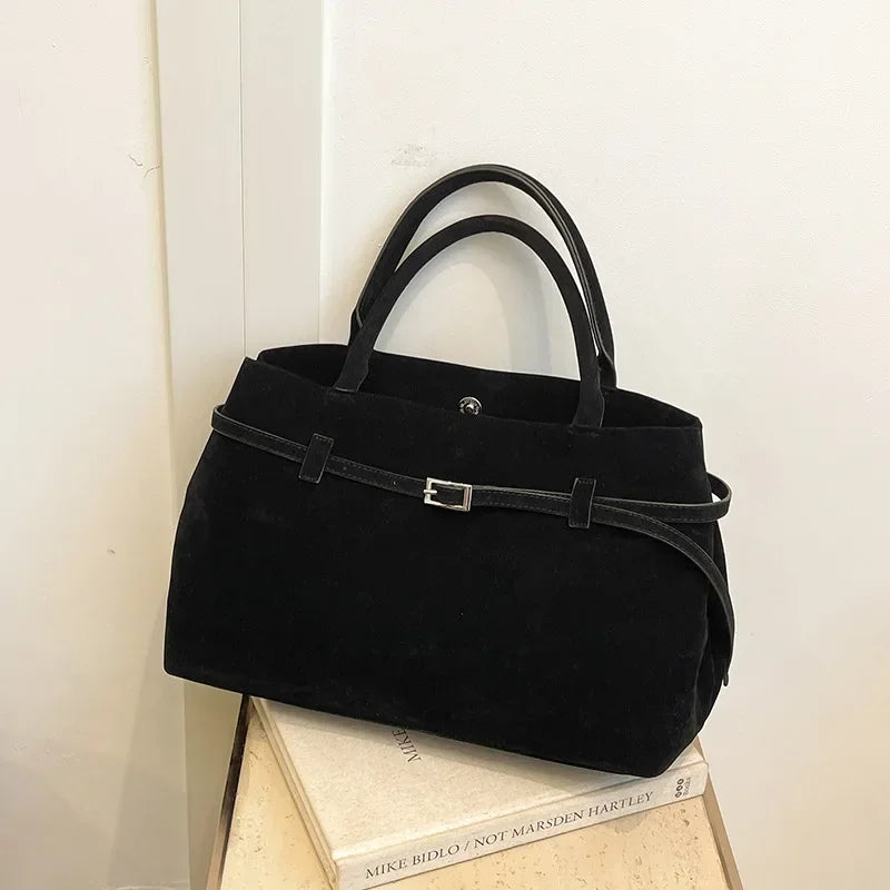 women's bag Buckle Decorative Design Solid Faux Suede tote bag Large Capacity Hasp Casual Tote 2025 Hot Sale Bags for Women