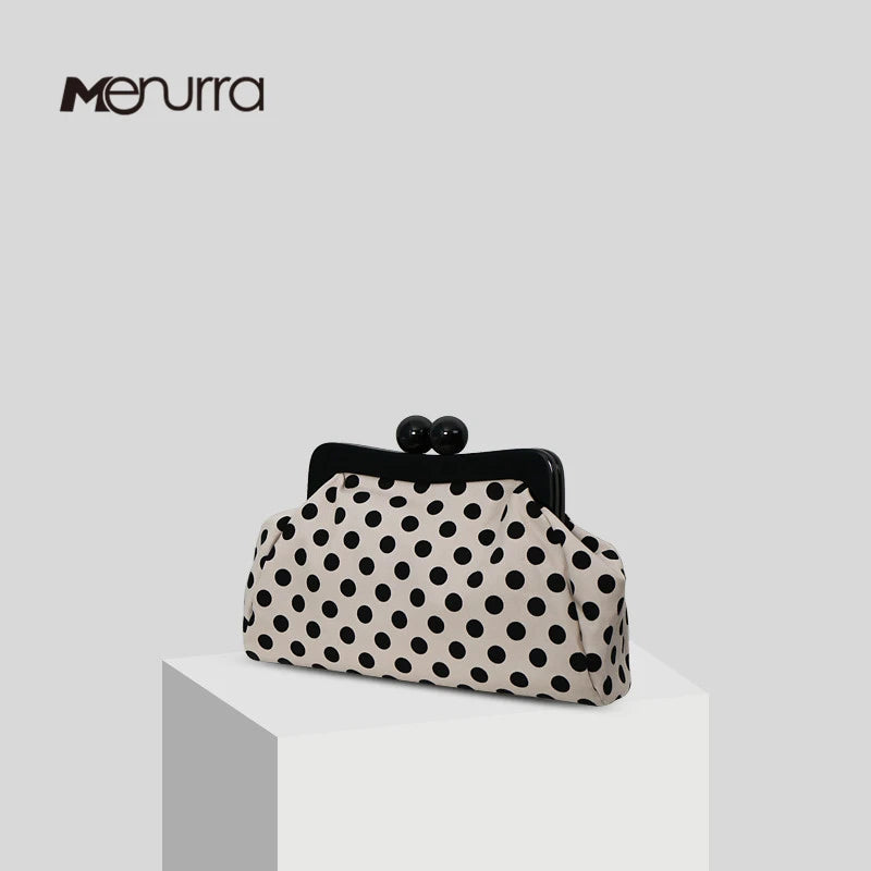 Polka Dot Handbag Crossbody Bag Kiss Lock Top-Handle Handbag Chain Strap Vintage Purse Shell Evening Women Shoulder Clasp Gift