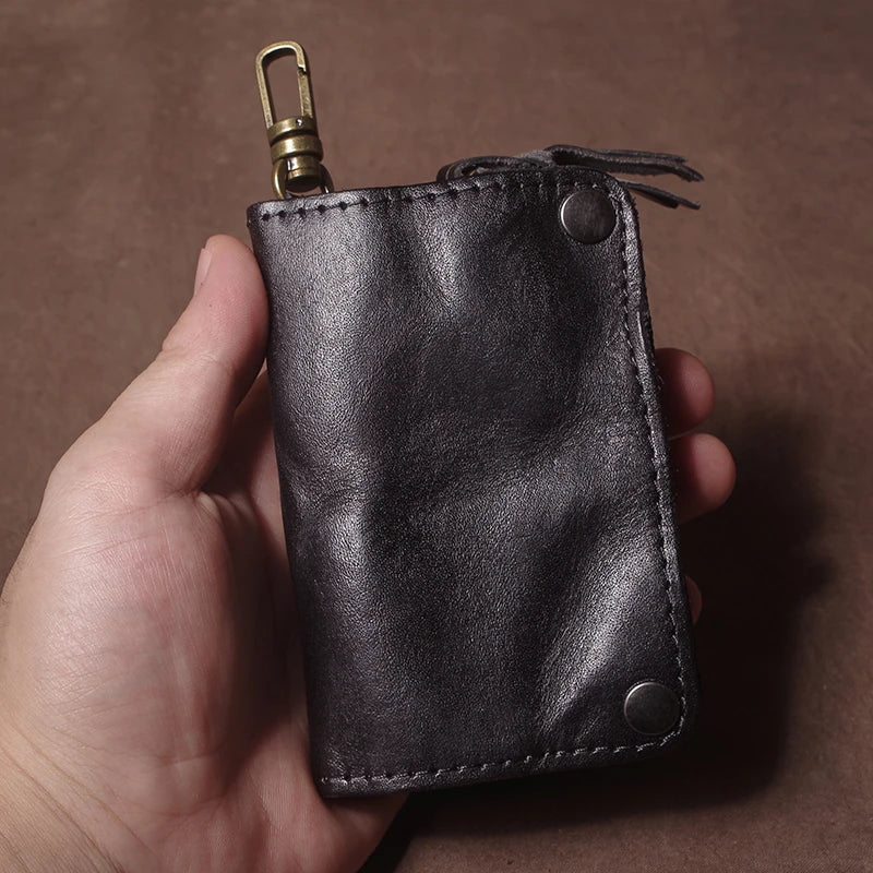 GURO Luxury Brand Genuine Leather Key Bag Multifunctional Waist Hanging Card Holder Coin Purse Men Women Car Key Case Organizer