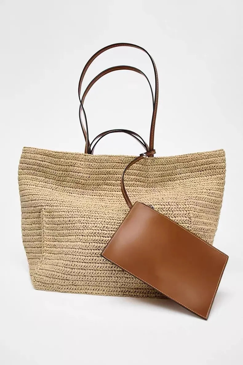 Casual Large Capacity Straw Tote Bag Designer Women Handbags Handmade Woven Summer Beach Bag Big Shopper Purses 2025