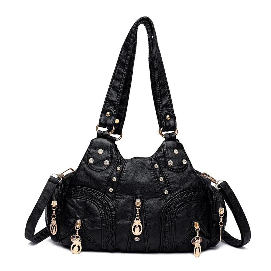 Leather Casual Crossbody Bags for Women 2024 Ladies Luxury Designer Tote Handbag Top-Handle High Quality Shoulder Bag Sac A Main
