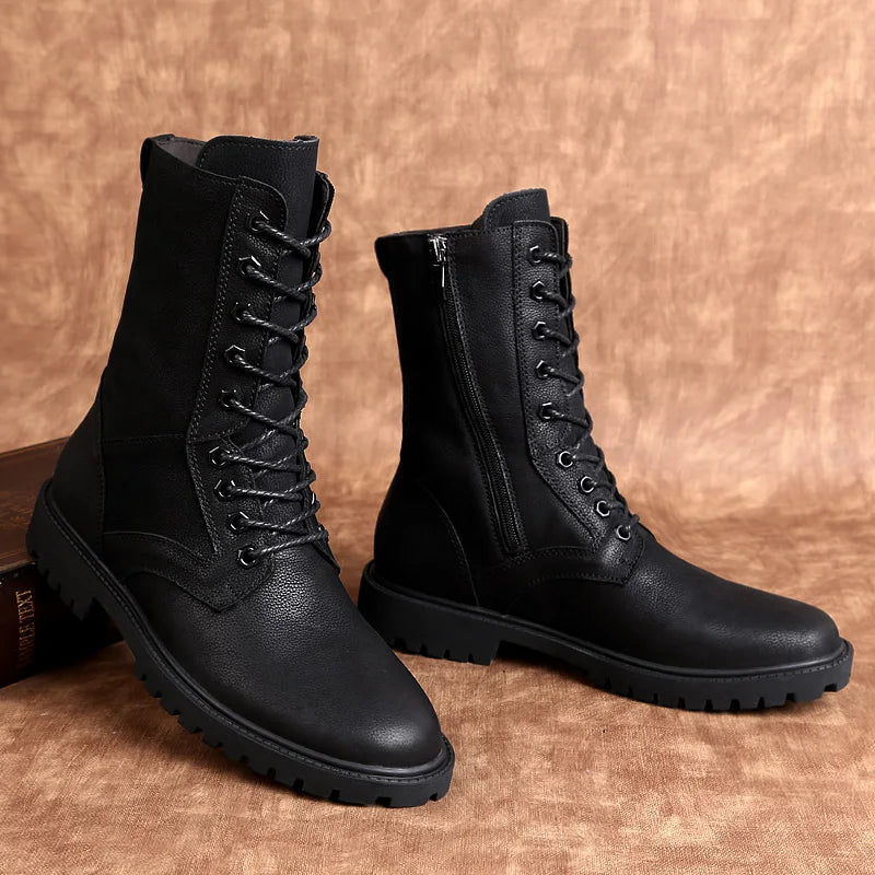 New Arrival Motorcycle Boots Genuine Leather Men Winter Shoes Warm Waterproof Man Boots Luxury Motorcycle Footwear Casual Shoes