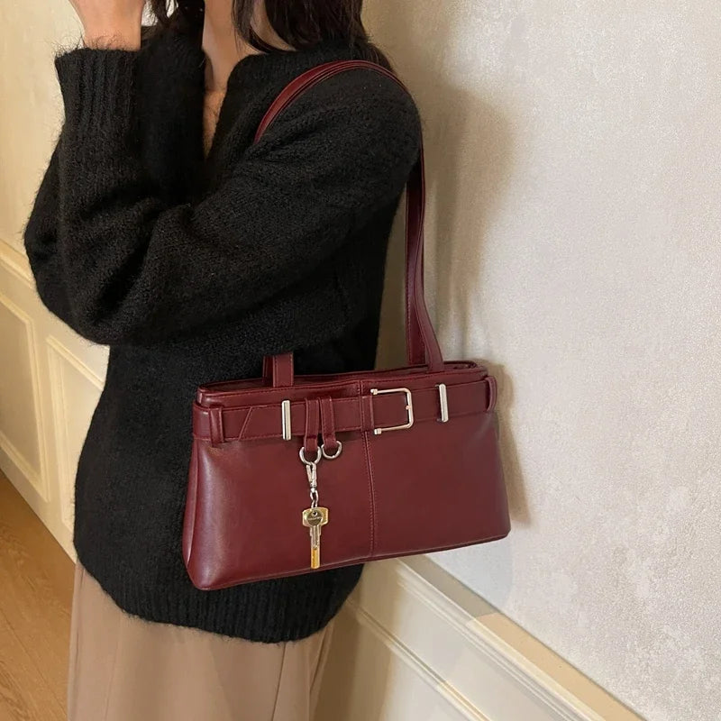 Sewing Thread Pu Fashion Shoulder Bags Zipper Sewing Thread Large Capacity 2025 High Quality Bags for Women Bolsa Mujer