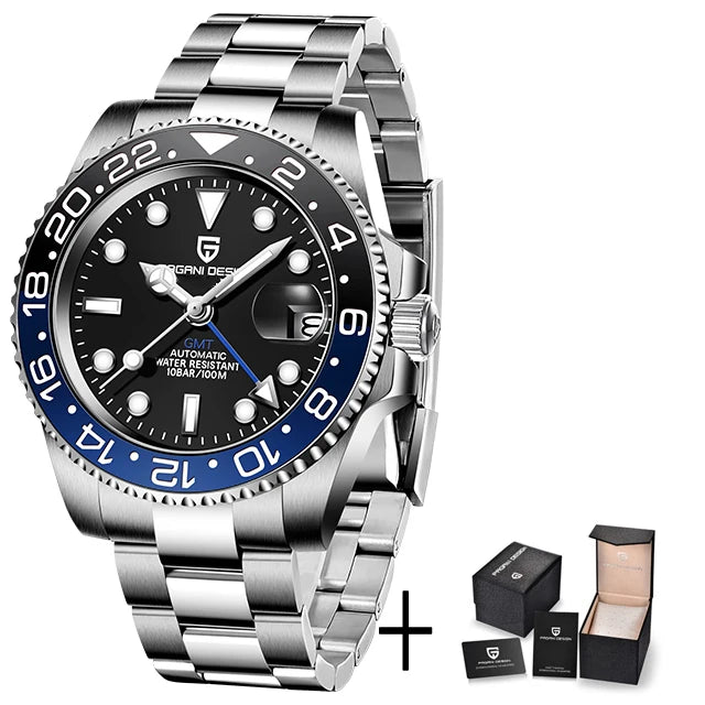 PAGANI DESIGN Sapphire Glass 40MM Ceramic GMT Mechanical Watches 100m Waterproof Classic Luxury Men Automatic Watch Reloj Hombre