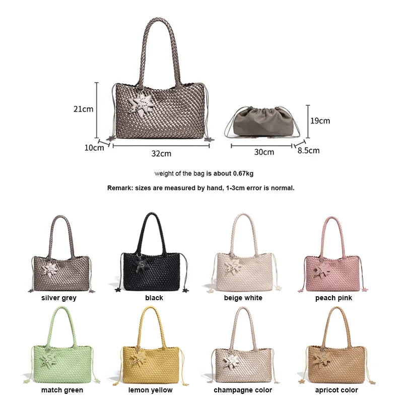 New Style Hand-woven Women's Bag Trendy Single-shoulder Underarm Bag Textured Casual Hand-held Mother-Daughter Tote Bag Handbag