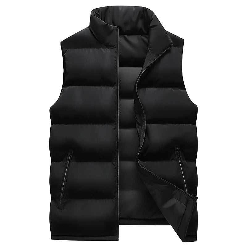 Men's Sweatwear Autum Warm Coats for Men Thickened Stand Collar Down Vest Oversized Winter Puffer Vest Sleeveless Zipper Coat