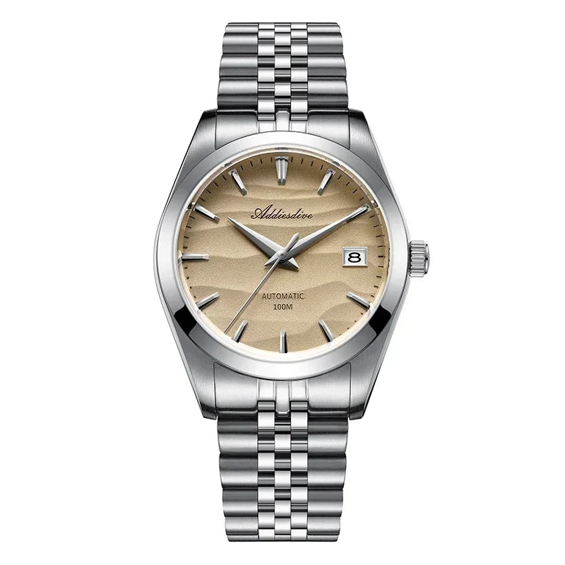 ADDIESDIVE AD2059 Watch Classic Desert Dial NH35A Automatic Mechanical Watches Waterproof 100M Stainless Steel Wristwatch