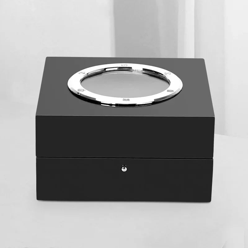 Luxury Watch Storage Box Handmade Black Lacquer PU Watch Bag Jewelry Boxes Acrylic Skylight Ring Storage Box Display Cabinet