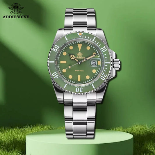 ADDIESDIVE AD2054 Quartz Watch 200M Waterproof Stainless Steel Men's Watches Super Luminous Miyota 2115 Reloj Hombre WristWatch
