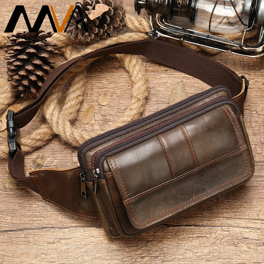 MVA Men's Waist Bag Leather Male Fanny Pack Men's Belt Bag for Man Belt Pouch Phone Hip Bum Bags Belts Travel Waist Packs 8966