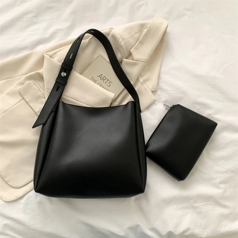 LEFTSIDE Fashion Leather Tote Bag For Women 2025 Tend Female Simple Large High Capacity Shoulder Side Bag Handbags And Purses