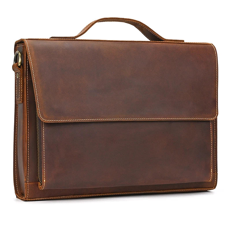 Men's leather shoulder bag casual cross body bag iPad top layer real cowhide men's bag waterproof sling bag message bag fashion