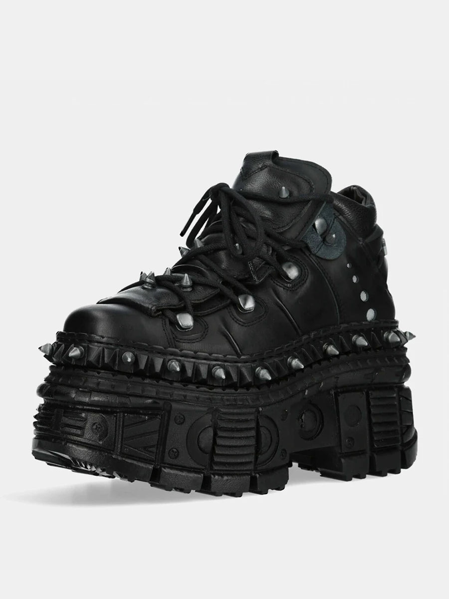 2025 New Punk Style Women Shoes Lace-up Heel Height 10CM Platform Shoes Woman Metal Decor Woman Sneakers Gothic Ankle Rock Boots