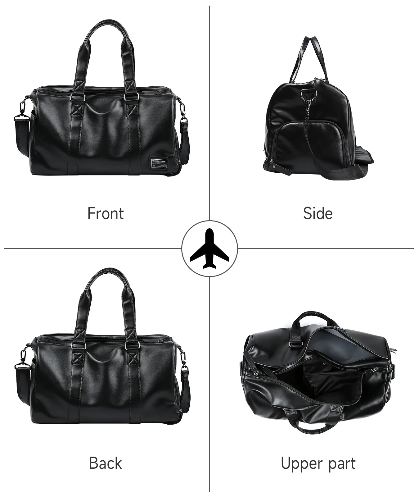 Leather Travel Duffel Bag for Men, Vintage Waterproof Bag with Shoe Pouch, Overnight Gym Sports Carry-On Leather Bag