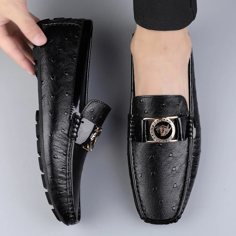 New Soft Walking Flats Men's All-match Loafers Genuine Leather Lightweight Mens Slip on Shoes Luxury Brand Men Business Shoes
