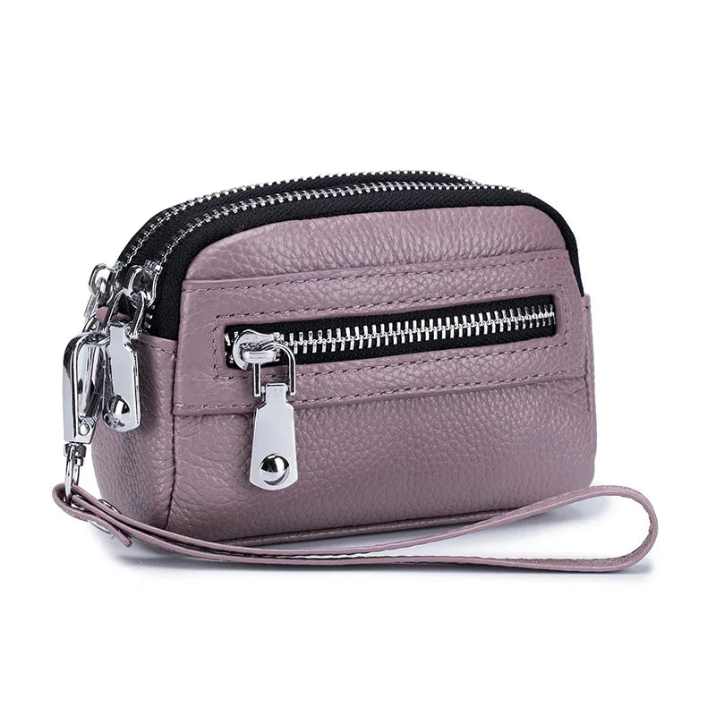 Genuine Leather Women's Wallet with Big Storage Capacity and Wrist Strap