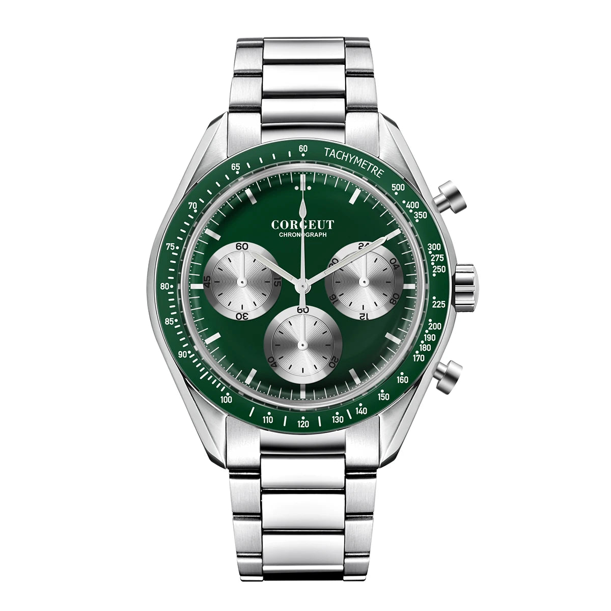 CORGEUT 40mm Vk63 Quartz Movement Watch Man Waterproof High Quality Luxury Mineral Glass Time Running Second Glow Watchs