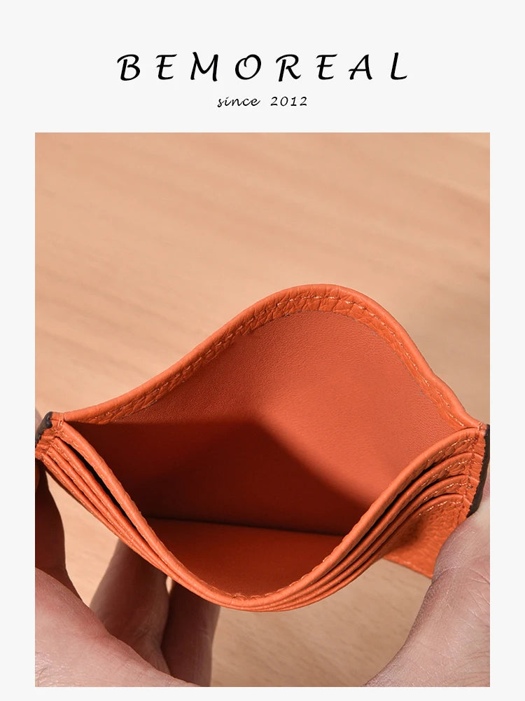 Ultra-thin Card Holders Genuine Leather High Quality Luxury Design Unisex ID Card Case Cowhide Solid Slim Business Card Wallet