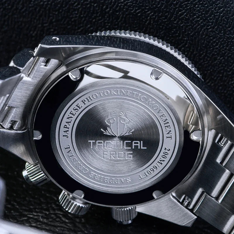 Tactical Frog Sapphire Crystal Mirror Ceramic Bezel Chronograph Watch V2 Solar VS75A Eco-Drive Quartz 20Bar Waterproof Men Watch