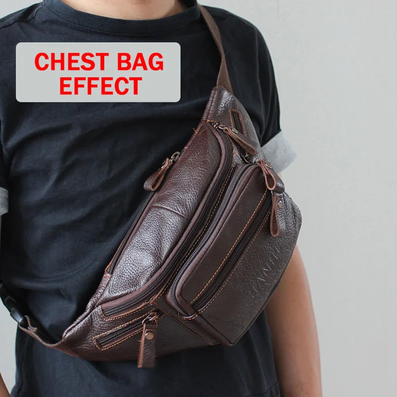 TopFight Leather Mens Brown Super Soft Touch Men's Leisure Business Waist Bags Cool Western Cowboy Work Waist Bags