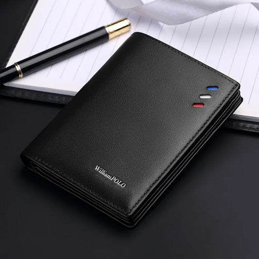 Genuine leather men's wallet, fashionable short style card holder, multifunctional coin purse