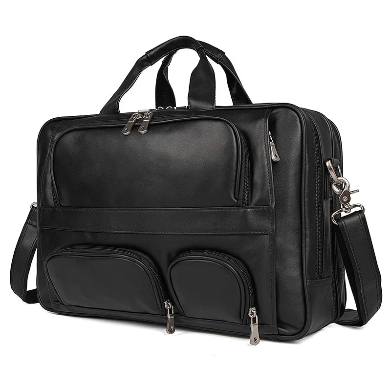 Luxury Men Handbag Men's Genuine Leather Shoulder Bag Male Large Capacity Travel Bag Multi-Functional Real Leather Briefcase