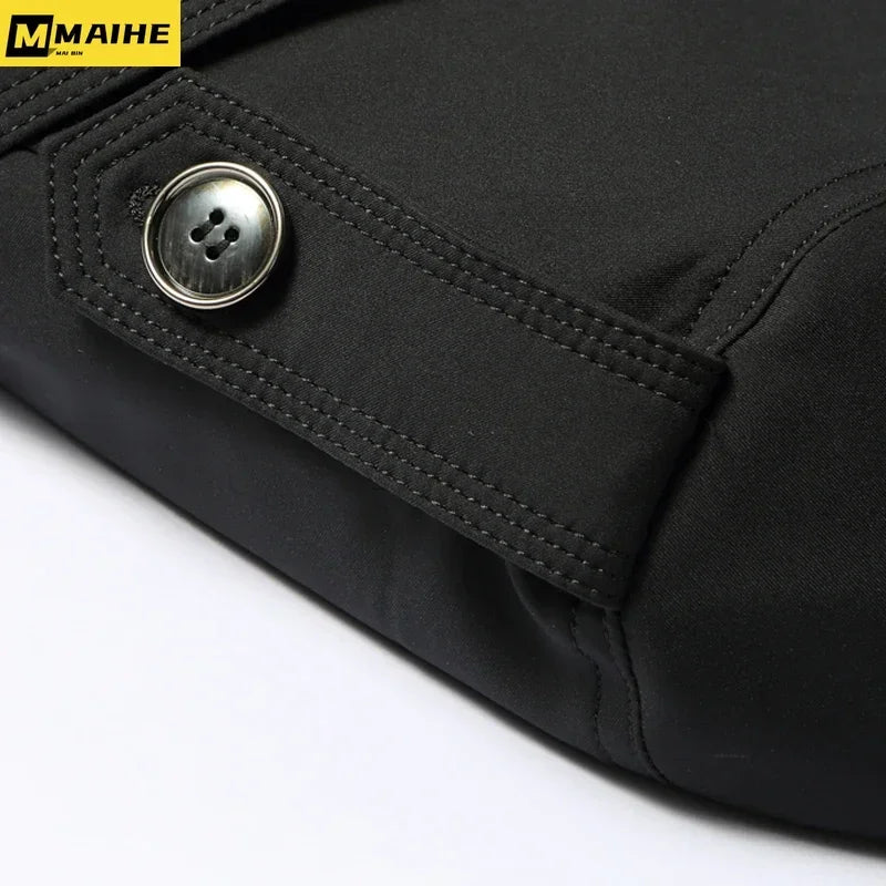 Luxurious Super Long Windbreaker Double-breasted Trench Coat Men’s Cotton Polyester Classic British Fashion Coat Brand Clothing