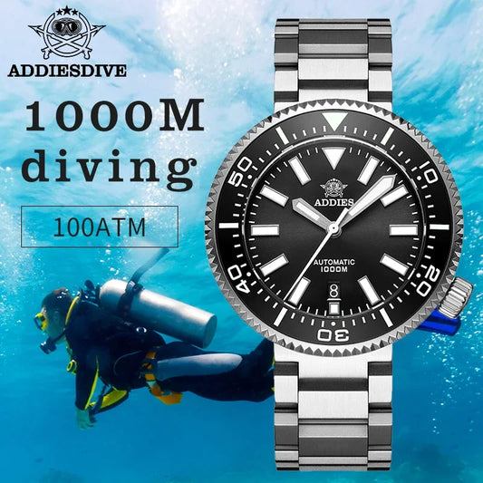 ADDIESDIVE MY-H6 1000m Men's Diving Watch Sapphire Glass Automatic Mechanical Wristwatch Super Luminous Calendar Luxury Watches