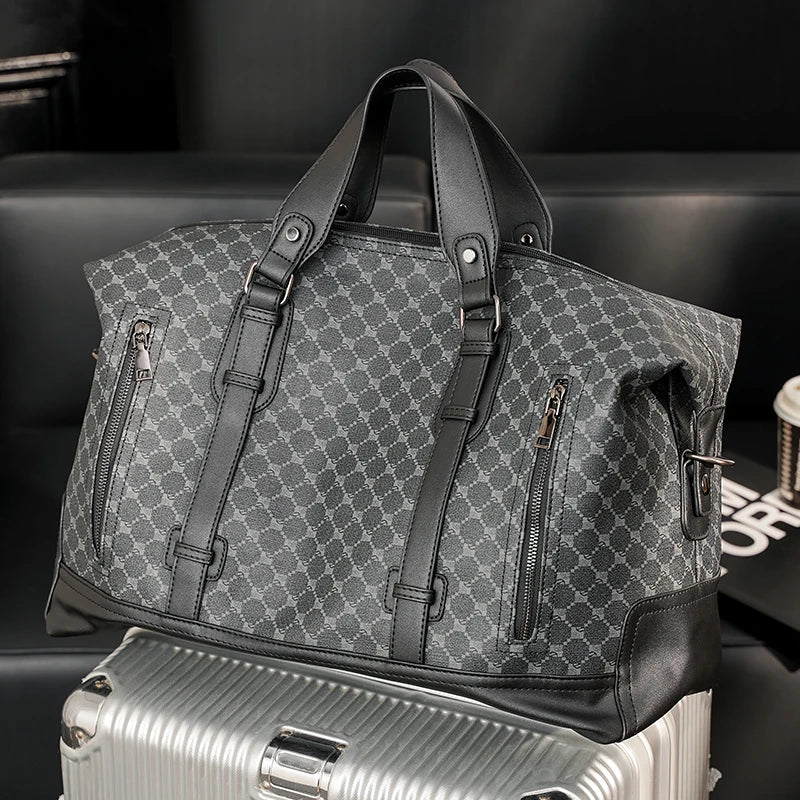 Xiao.P 2024 New Large Capacity Plaid Travel Bag Korean Version Men's Bag Casual Fashion Shoulder Bag Crossbody Bag Big