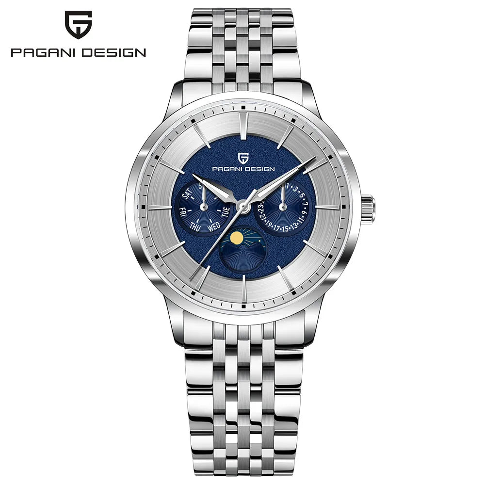 2025 PAGANI DESIGN New 40MM Multifunctional Men Quartz Watches 100M Waterproof Top Brand Sapphire Glass Moonphase Watch for Men