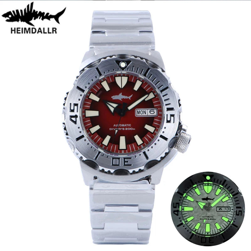 HEIMDALLR V2 Monster Men's Automatic Diver Watch Sapphire Crystal 20Bar Waterproof NH36A snowflake Blue Dial Mechanical Watches