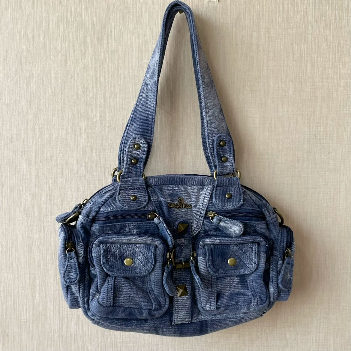 Ladies Handbags Vintage Fashion Tote Bag Women Punk Biker Satchel Top-handle Shoulder Crossbody Bag Multi-pockets Dumpling Pack