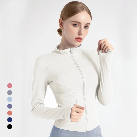 S-3XL Women's Tracksuit Jacket Slim Fit Long Sleeved Fitness Coat Yoga Tops With Thumb Holes Gym Jacket Workout Sweatshirts2025