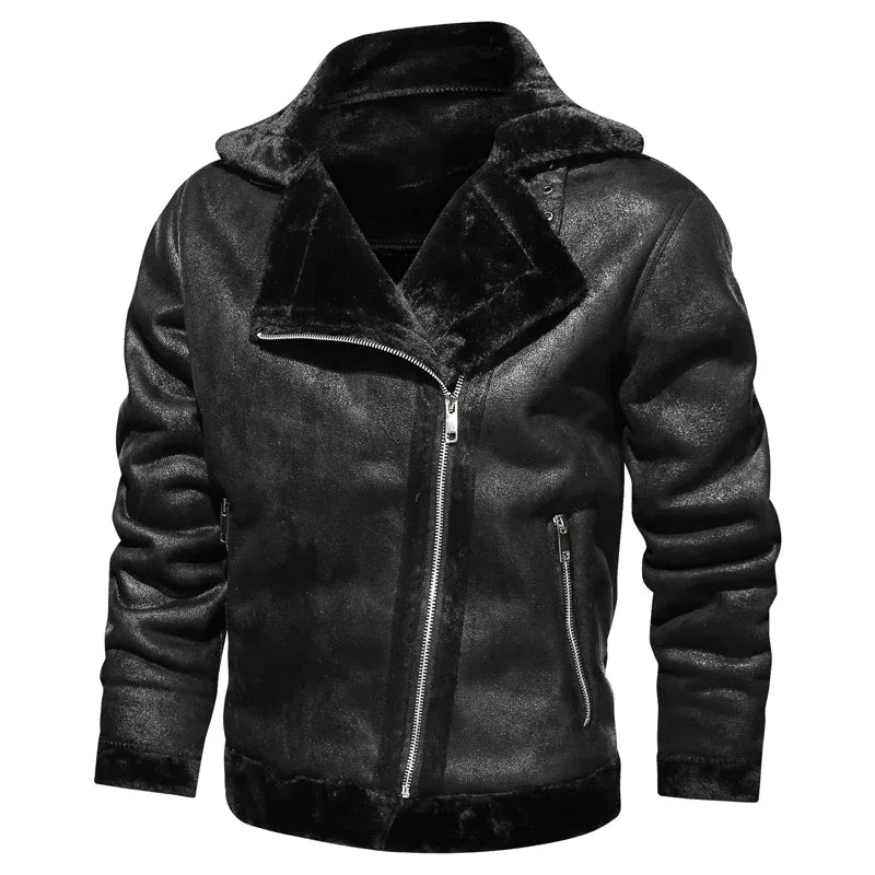 Men Leather Flights Jacket High Quality Leather Jackets Business New Slim Fur Leather Bomber Fashion Jacket Black Pilot Coats