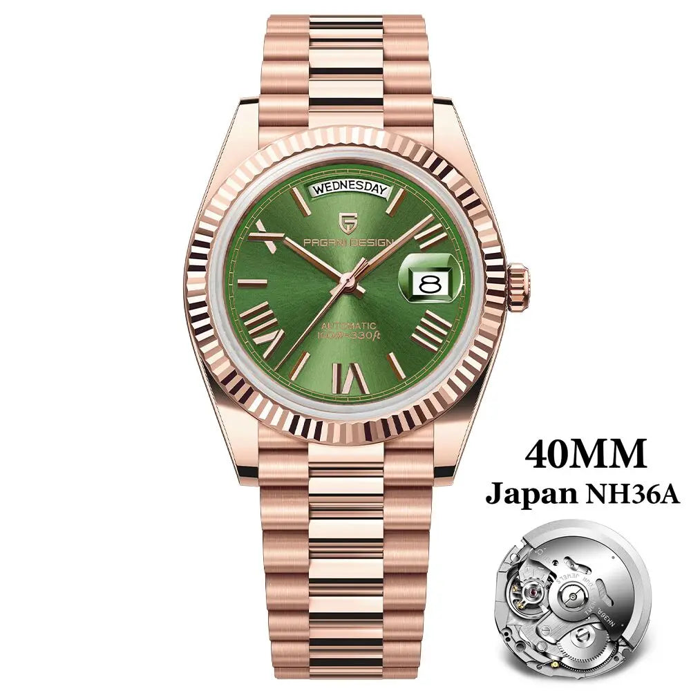 PAGANI DESIGN DD40 Men's Watches Rose Gold Luxury NH36A Mechanical Wristwatches Automatic Watch For Men Waterproof Sports Clock