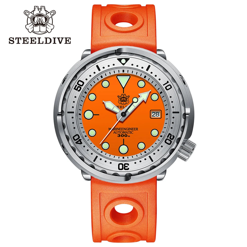 STEELDIVE SD1986 New Arrival 47.5MM Steel Bezel Insert Super Green Luminous 300M Waterproof NH35 Automatic Mens Dive Watch Reloj