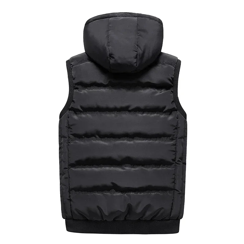 New Men's Winter Cotton Clothing Fashion Urban Hooded Cardigan Stand-up Collar Men's Casual Jacket Youth Classic Soft Warm Vest