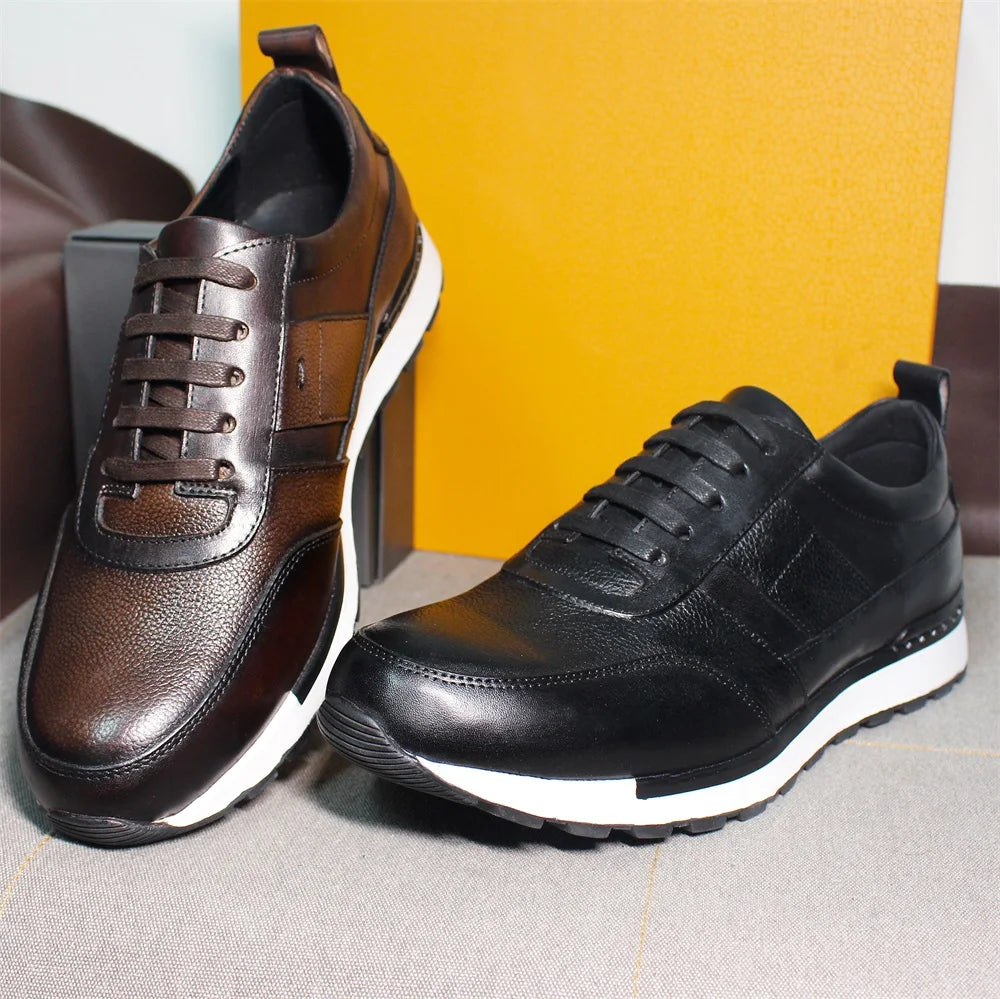 Genuine Leather Men's Sneakers Classic Lace-up Comfortable Casual Non-slip Leather Shoes Office Wedding Party Men's Shoes