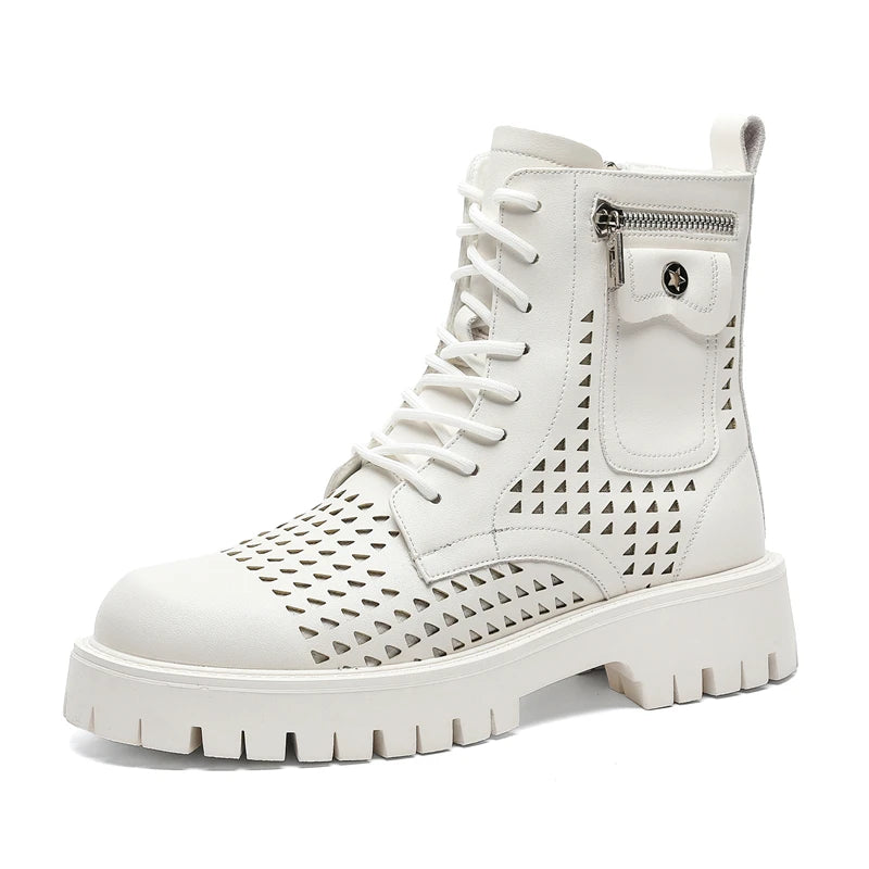 Men's English Style Thick Sole Design Men Boots Luxury High End Top Layer Leather Brand Famous Chelsea High Quality Casual Boots