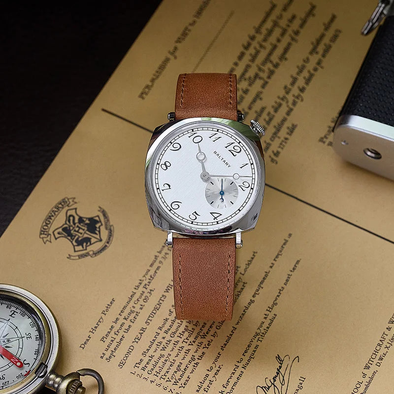 Baltany Reminiscent Quartz Watches Reproduced From VC1921 S4072 38mmDial Heat-treated Blue Hands Square Case  Vintage Wristwatch