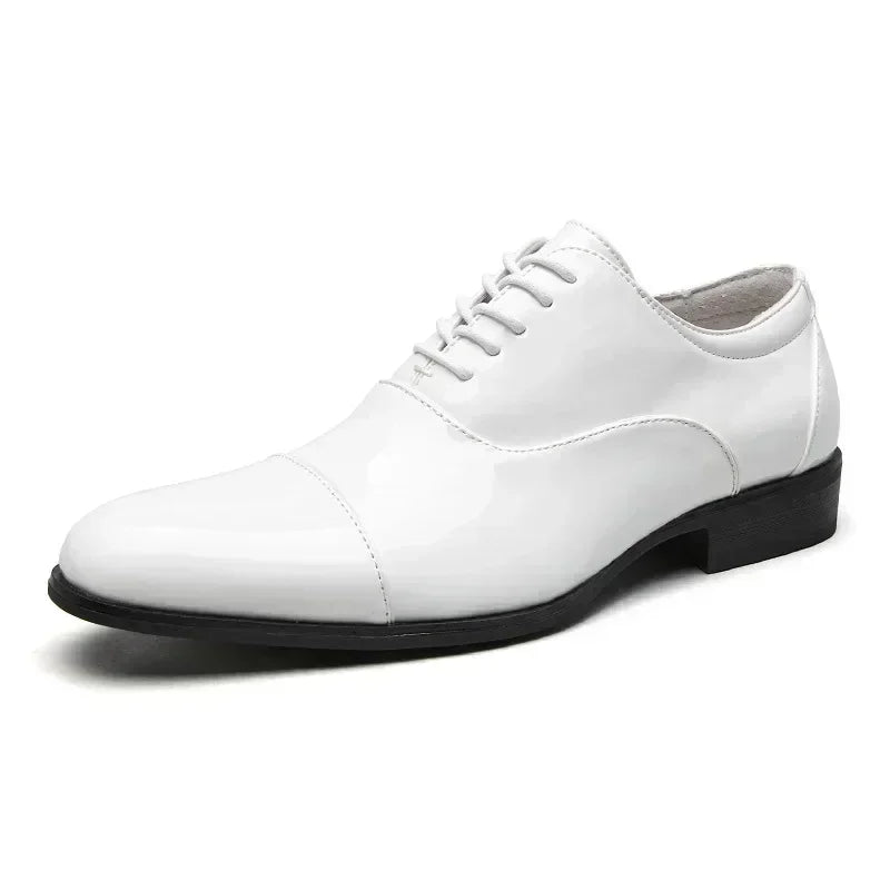 Classic Patent Leather Shoes Men Glossy Leather Shoe Man Formal Business Office Lace Up Wedding Shoes Plus Big Size 38-49