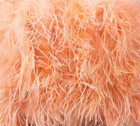 Luxurious Furry Ostrich Feather Jacket, Peach Fuzz Fashion, Wedding Party, Concert, Bride B230408, 2024